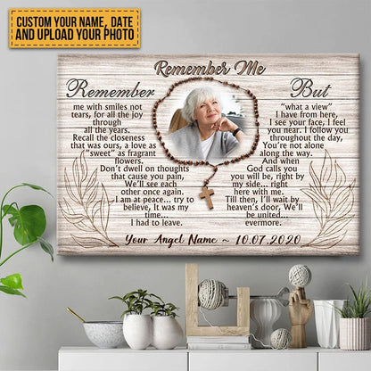 Remember Me Personalized Memorial Photo Canvas / Poster - Custom Wall Art for Lost Loved One Keepsake