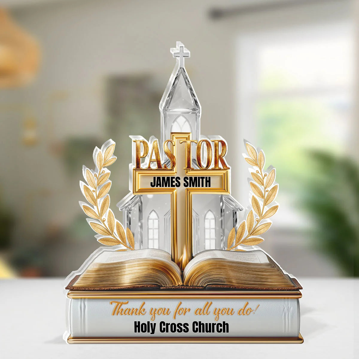 Pastor Appreciation Gift - Personalized Acrylic Plaque for Minister Church Keepsake