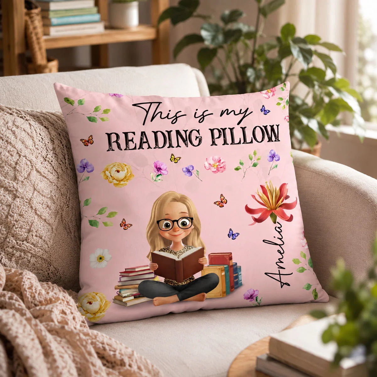 "This Is My Reading Pillow" - Personalized Reading Pillow Gift for Avid Readers & Book Lovers