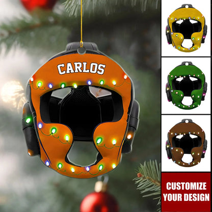Wrestling Headgear Personalized Acrylic Ornament - Custom Christmas Gift for Wrestlers