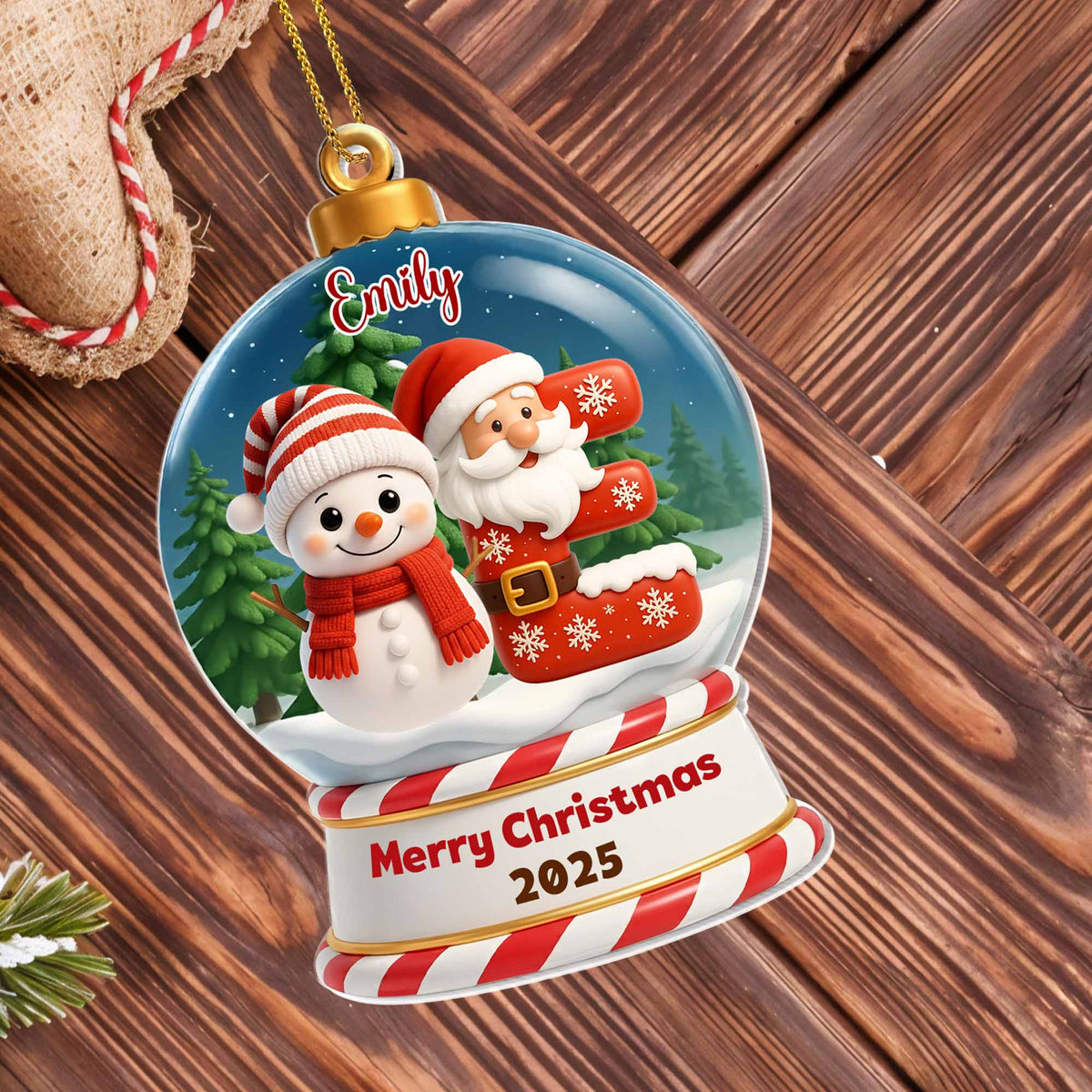 Merry Christmas Santa Claus and Snowman Design