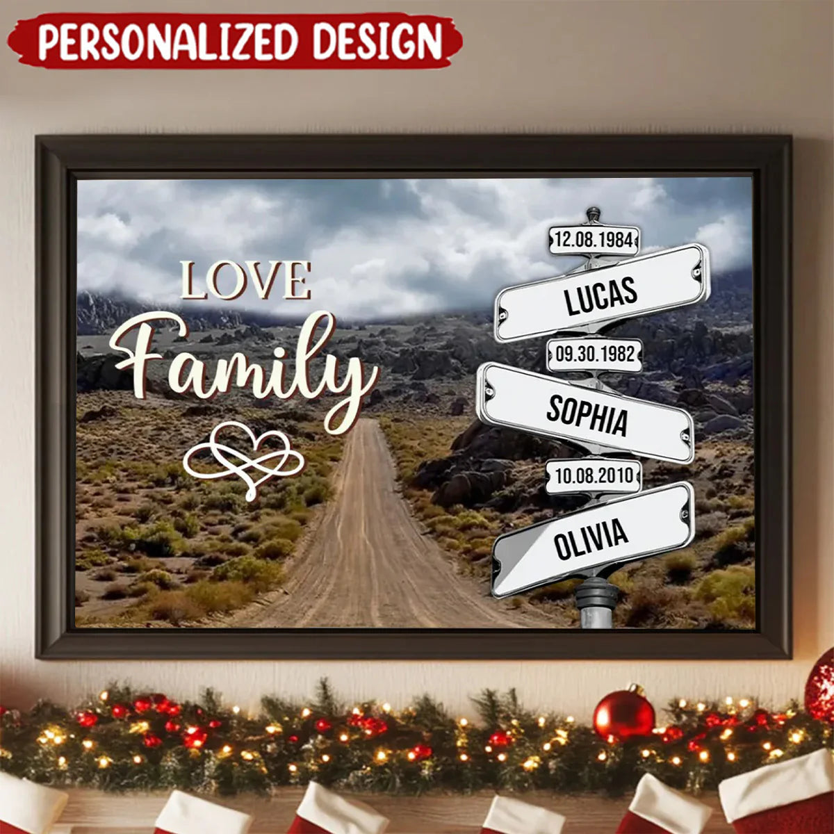 Custom Family Street Sign Canvas personalization view for Mom