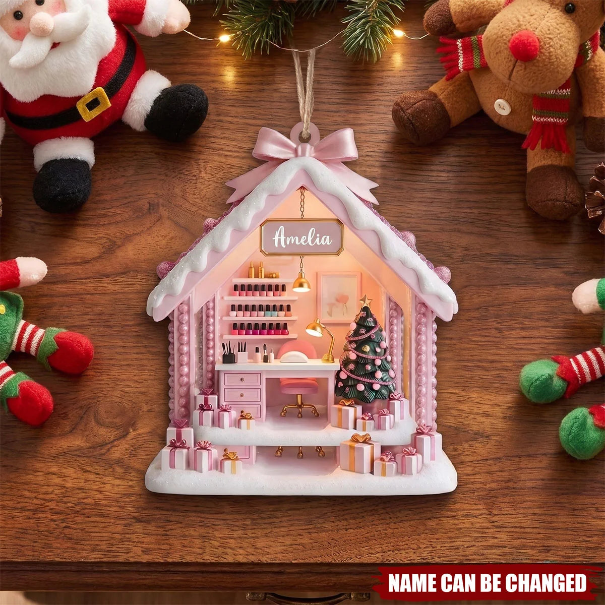 Nail Masterpiece Studio Personalized Wooden Ornament - Custom Christmas Keepsake for Nail Techs