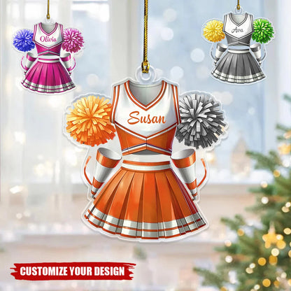 Personalized Cheerleader Uniform Acrylic Ornament - Custom Name Cheer Keepsake Gift for Girls