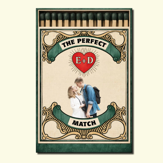 The Perfect Match Personalized Couple Canvas / Poster - Custom Photo Matchbox Wall Art