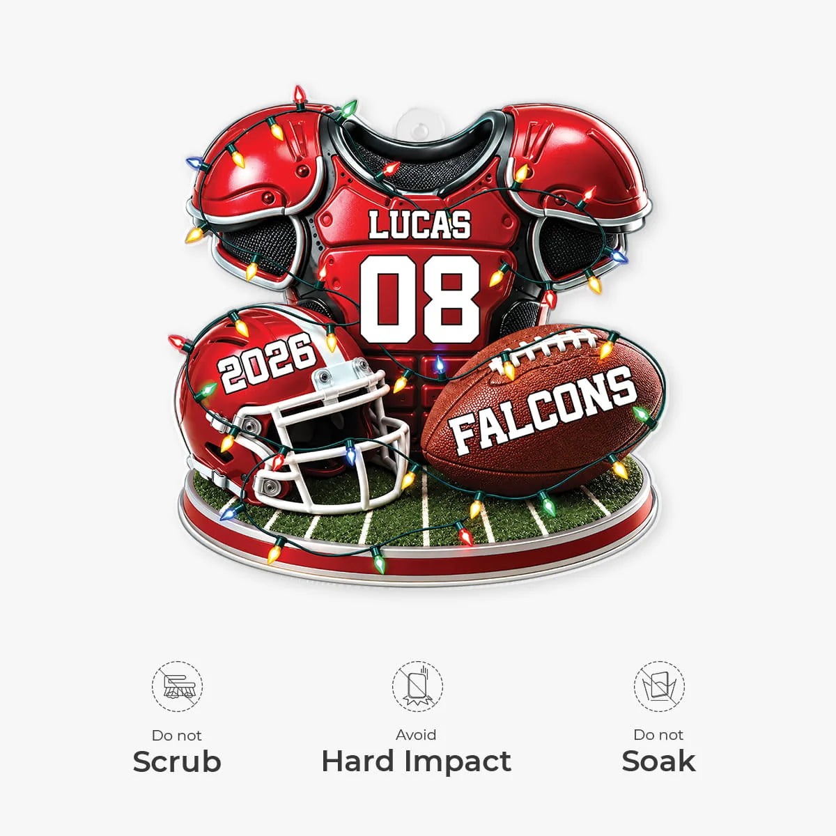 Custom Football Player Gear Acrylic Ornament - Personalized Sports Keepsake Gift