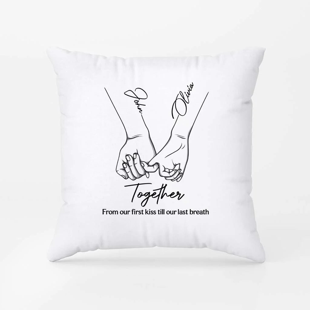 Together From Our First Kiss To Our Last Breath - Personalized Couples Pillow Gift