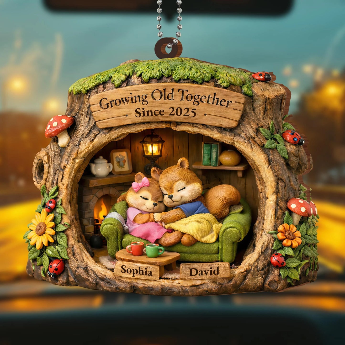 Personalized Couples Car Ornament for Couples with personalized design details for meaningful gifting image 6
