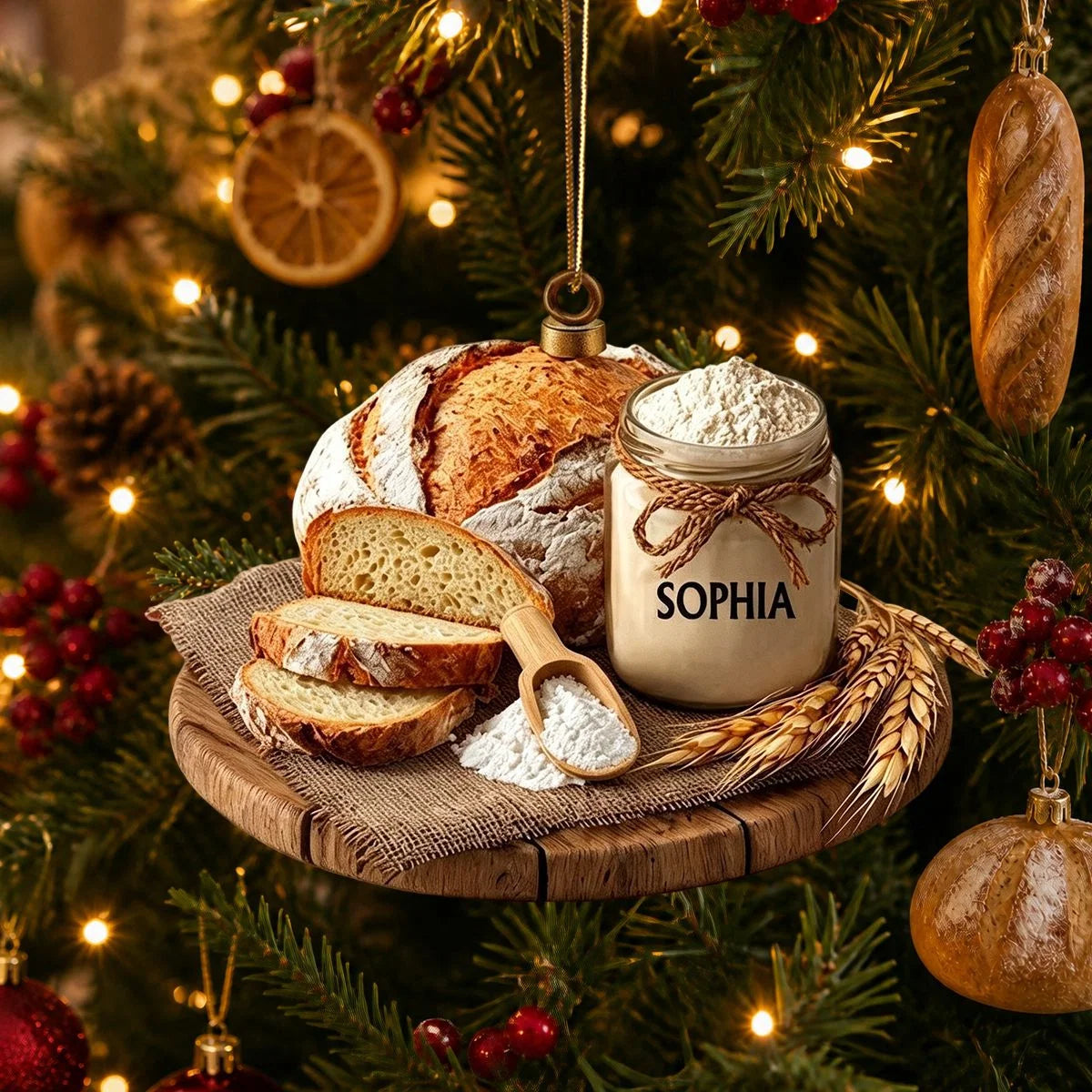 Personalized Sourdough Starter Acrylic Ornament - Custom Bread Baker Christmas Keepsake Gift
