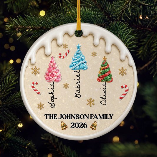 Christmas Candy Tree Personalized Ceramic Ornament - Holiday Keepsake for Family