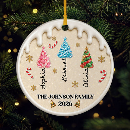 Christmas Candy Tree Personalized Ceramic Ornament - Holiday Keepsake for Family