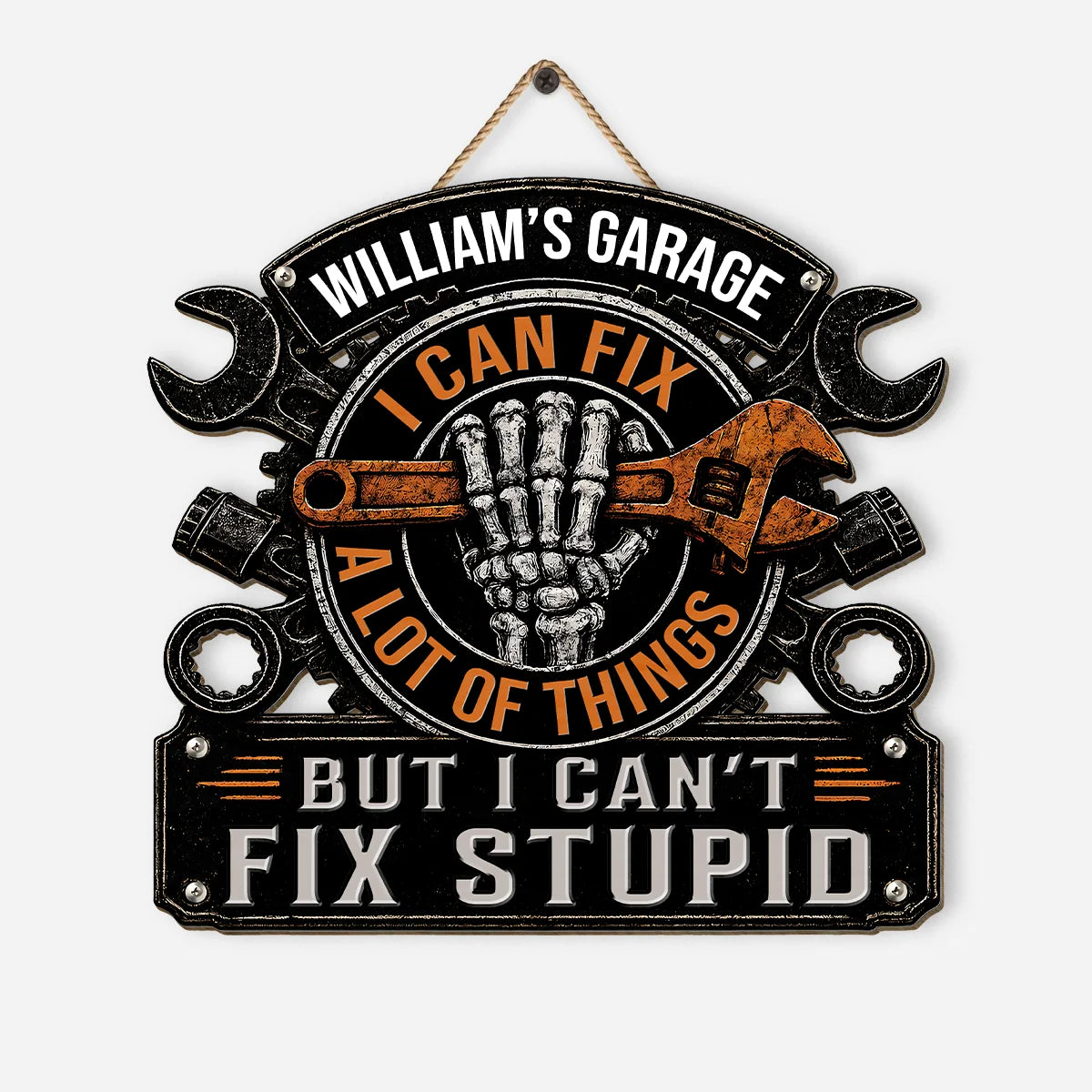 I Can Fix A Lot Of Things But I Can't Fix Stupid - Personalized Garage Wood Sign Gift