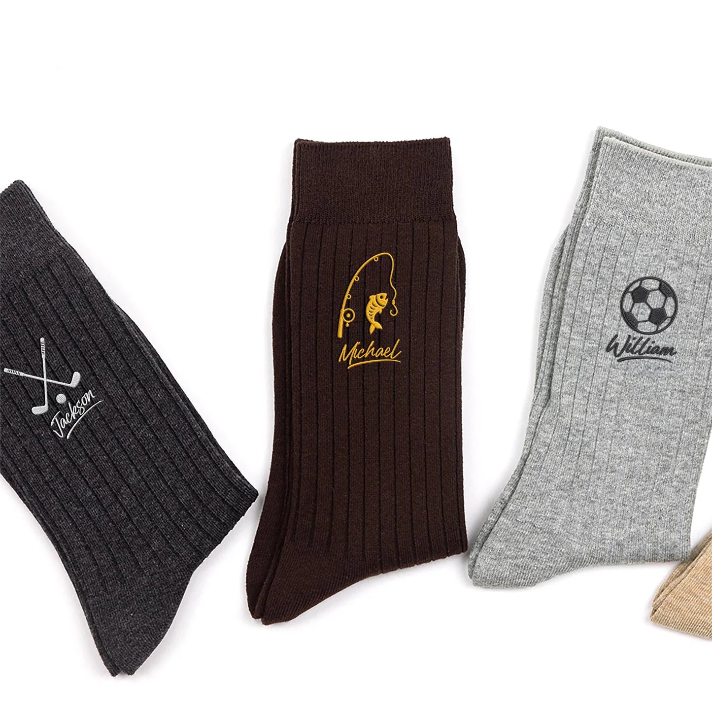 Custom Name Fishing & Athletic Socks - Personalized Crew Socks Gift for Sports Lovers