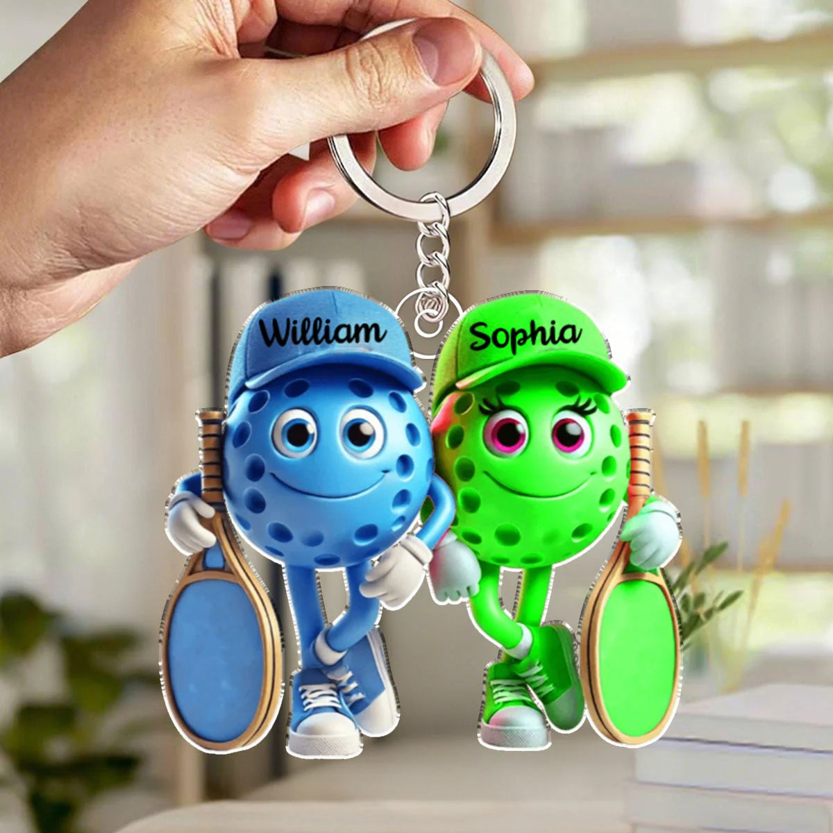Pickleball Passion Personalized Couple Keychain - Custom Acrylic Keepsake for Pickleball Lovers