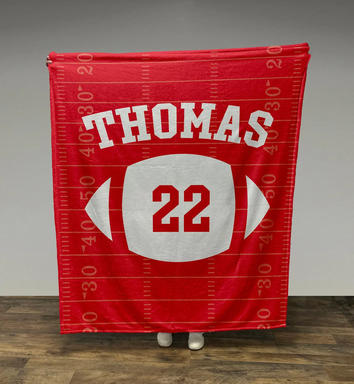 Custom Name & Number Football Team fleece blanket, product with name options