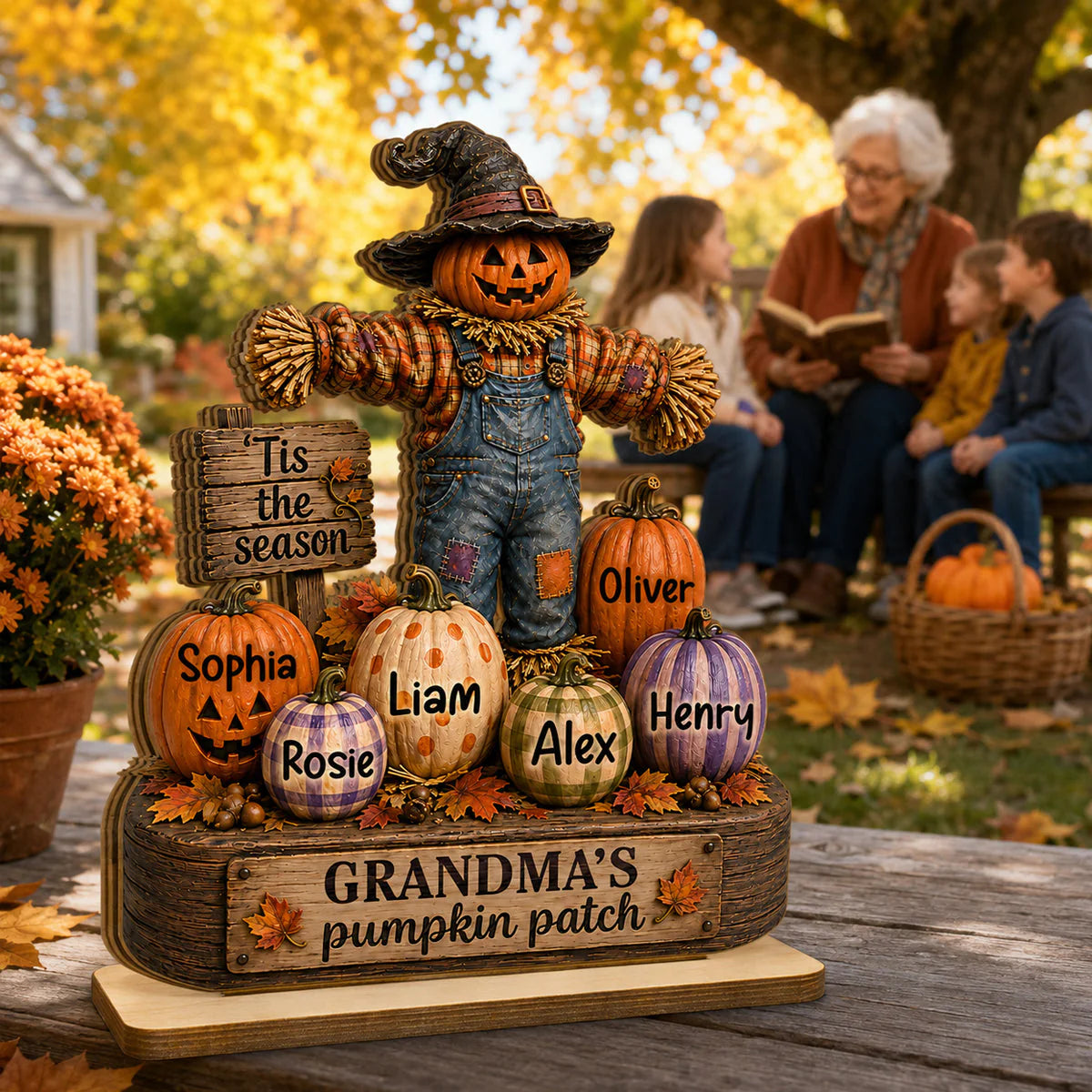 Plaque material and size view - Personalized Grandma Pumpkin Patch Sign