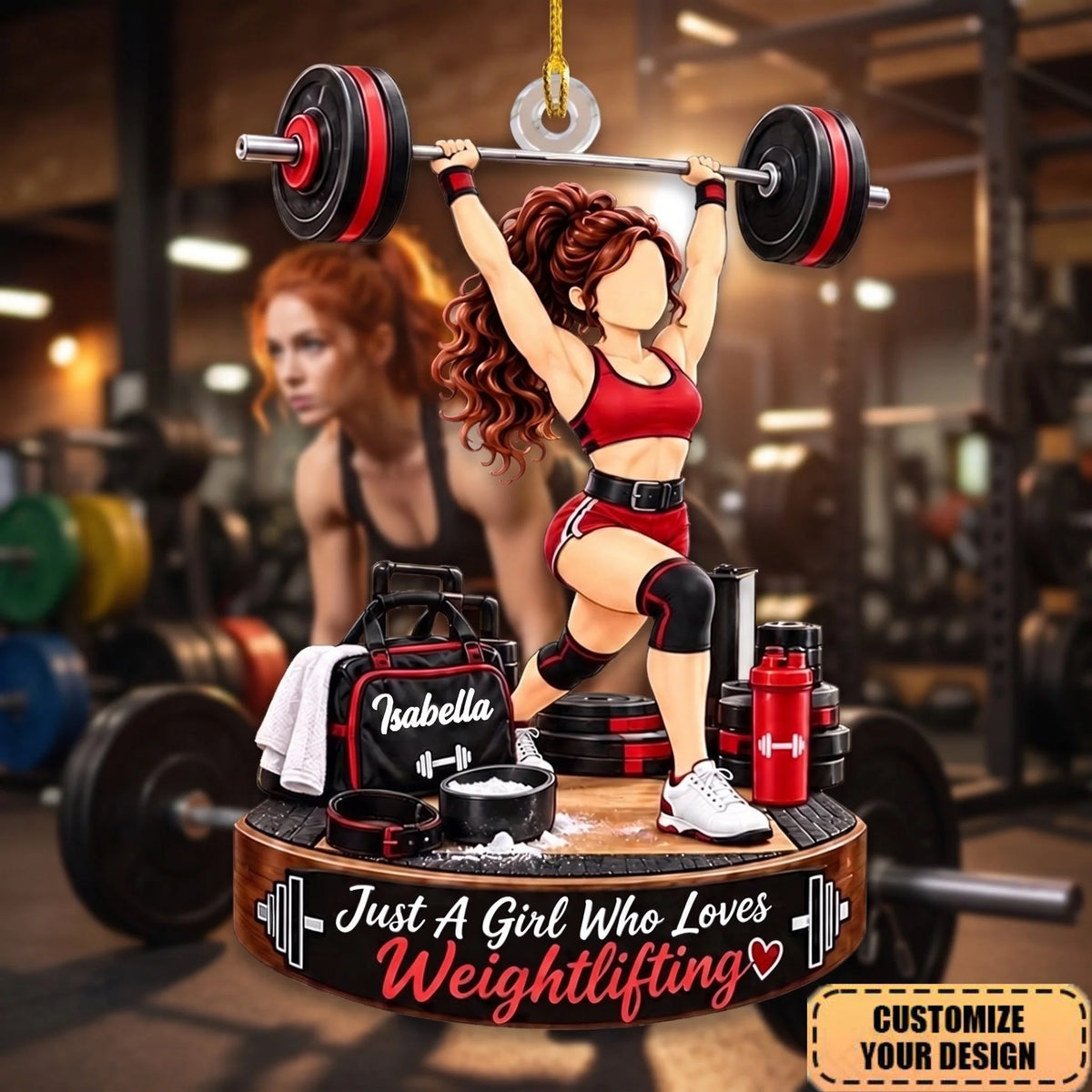Just A Girl Who Loves Weightlifting Personalized Acrylic Ornament - Christmas Gift for Gym Fans