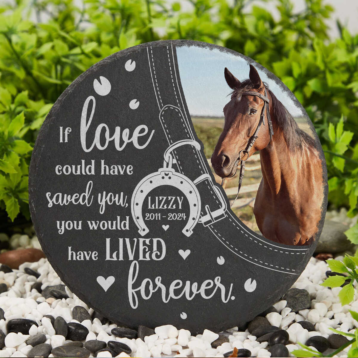 Personalized Horse Photo Memorial Stone - Custom Equestrian Loss Tribute Gift