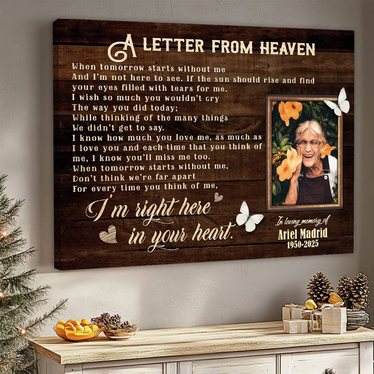 "A Letter From Heaven" Personalized Memorial Canvas / Poster - Sympathy Gift for Loss of Loved One