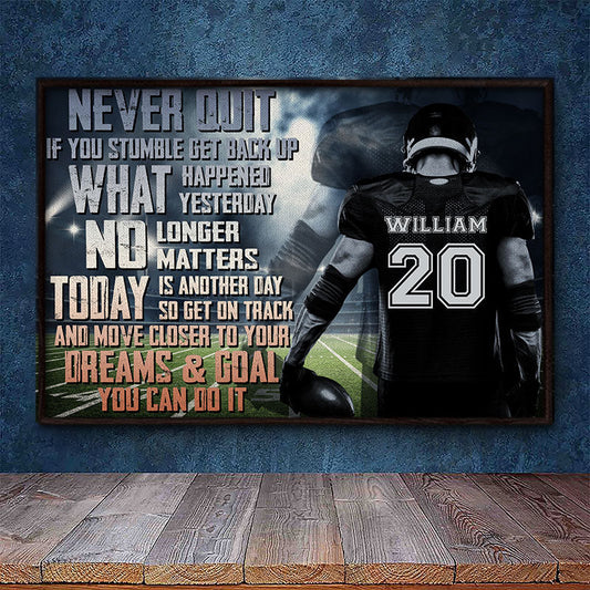 Personalized Football Motivation Poster personalization view for Dad