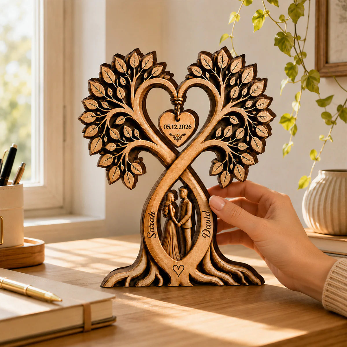Custom Couples Anniversary Wooden Plaque for Wife with personalized design details for meaningful gifting image 6