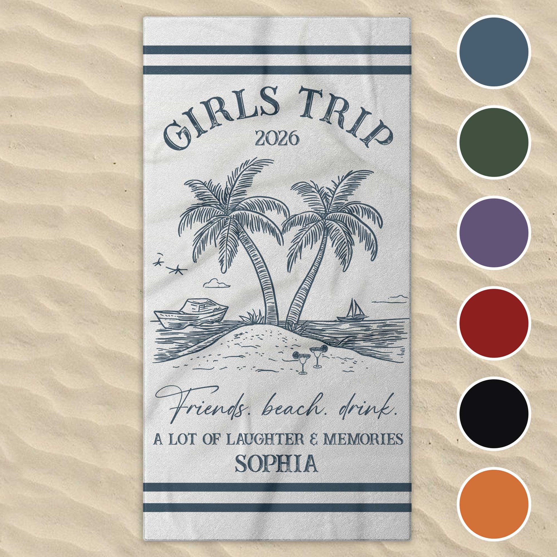 Personalized Girls Trip Beach Towel personalization view for Best Friends