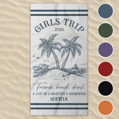 Personalized Girls Trip Beach Towel personalization view for Best Friends