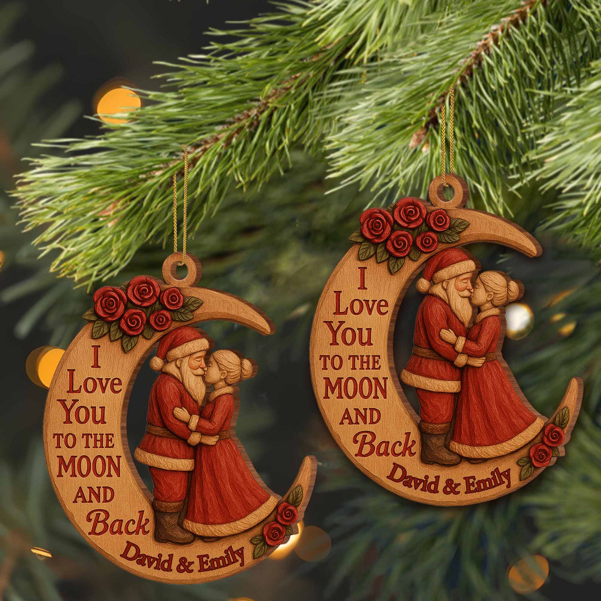 I Love You To The Moon And Back Santa Claus And Roses