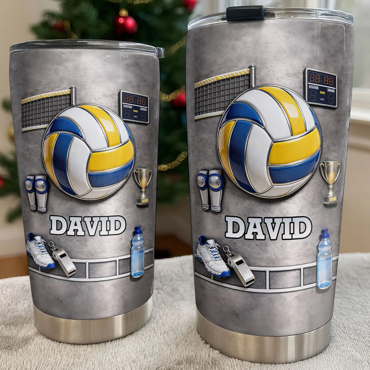 Personalized volleyball tumbler with custom name and sports equipment graphic print - personalized gift for players image 6