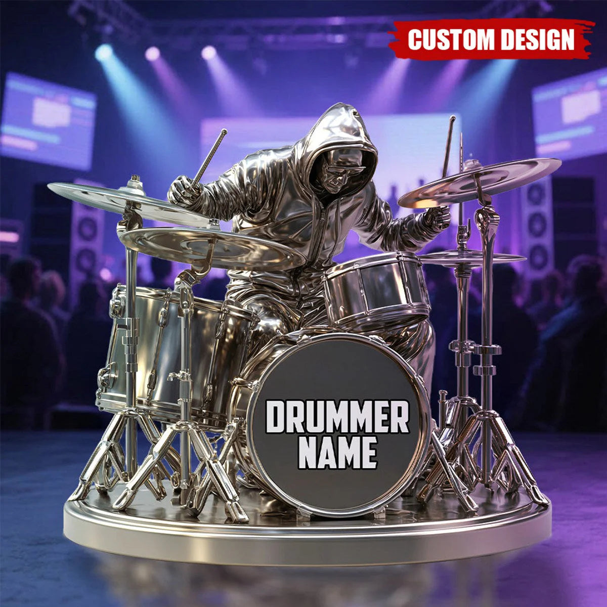 Custom Drummer Shaped Acrylic Plaque personalization view for Son/Grandson