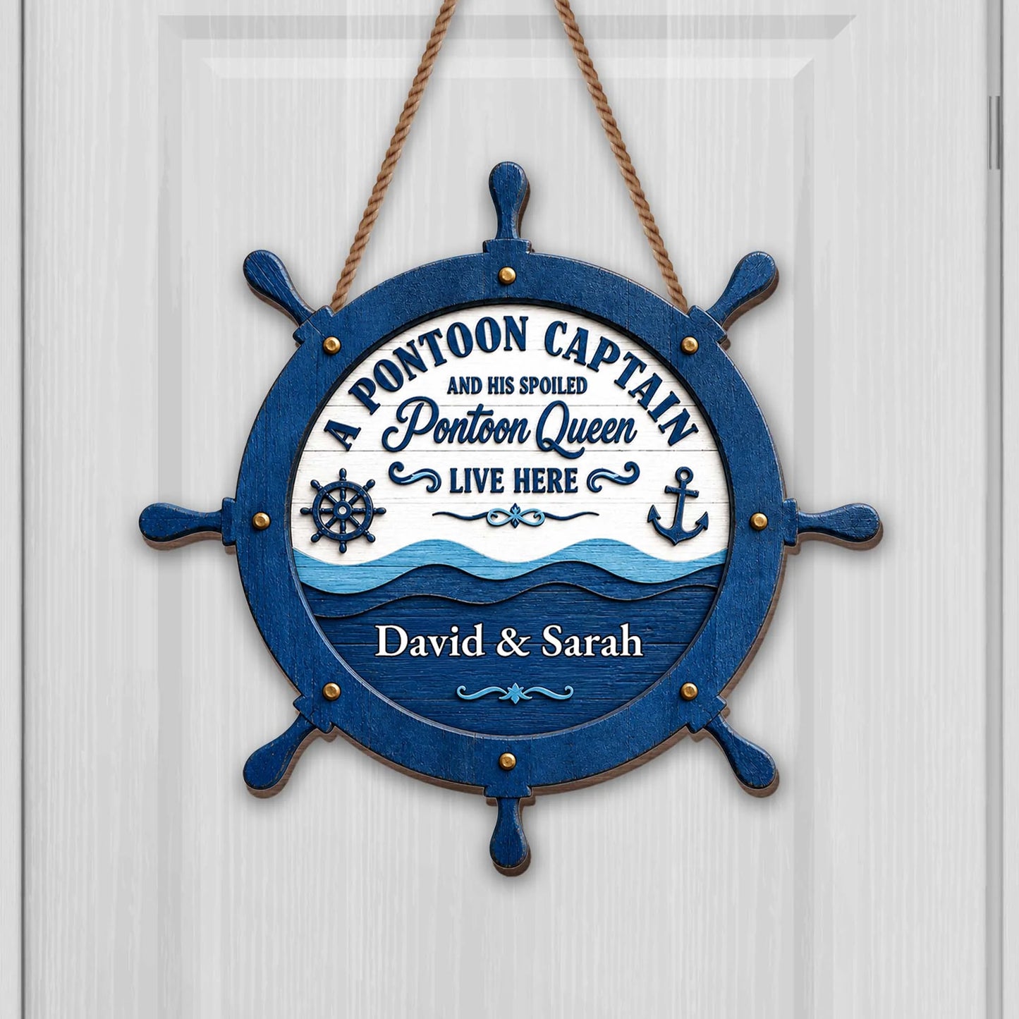 Wood Sign material and size view - Custom Pontoon Captain & Spoiled Queen Wood Sign