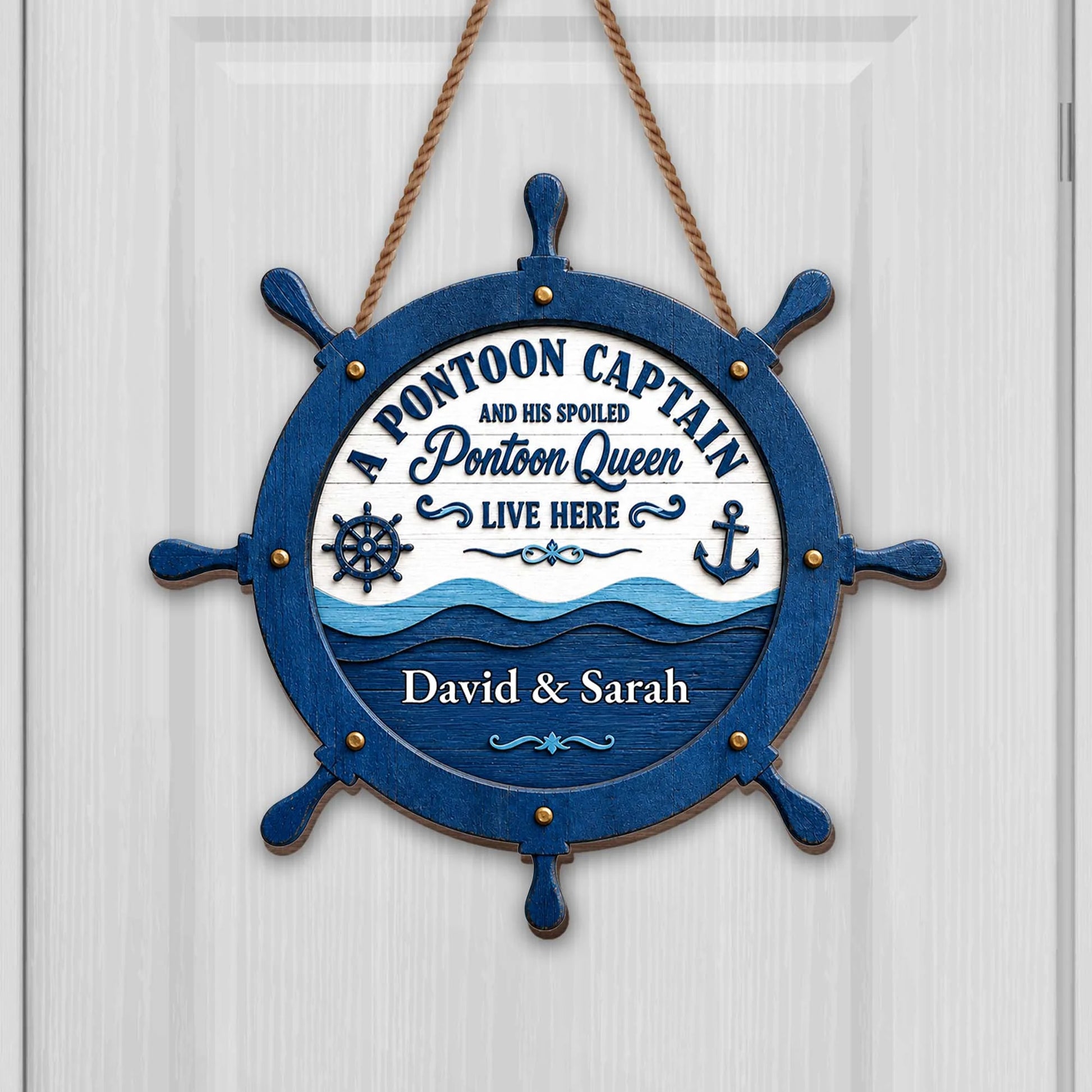 Wood Sign material and size view - Custom Pontoon Captain & Spoiled Queen Wood Sign