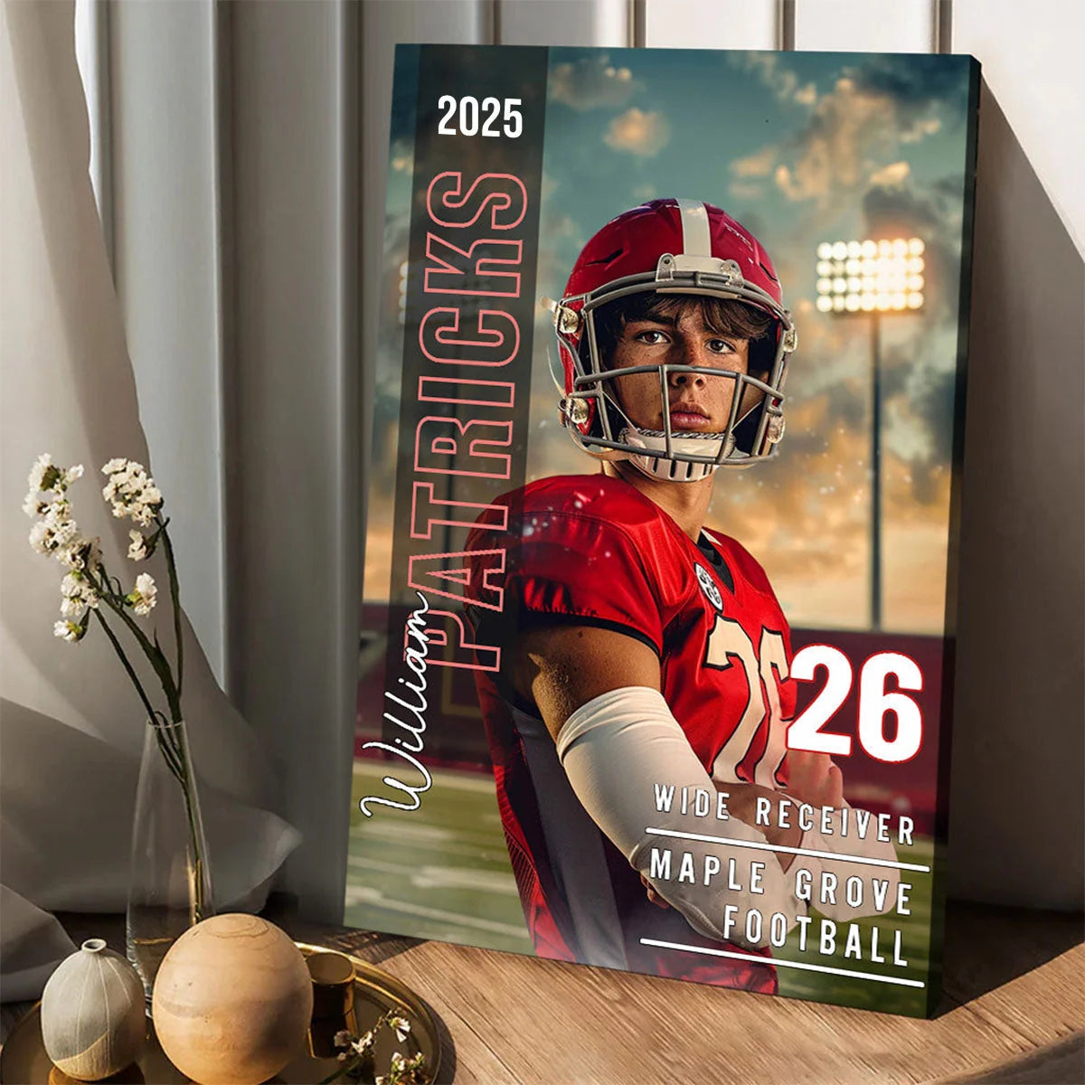 Personalized Football Player Canvas / Poster - Custom Sports Name Number Wall Art Gift