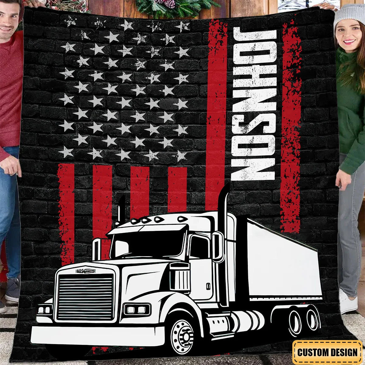 Personalized Trucker Blanket - Custom Name Gift for Drivers