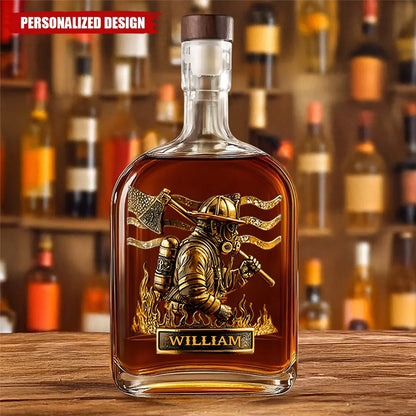 Proud Firefighter Personalized Whiskey Bottle - Custom Name Gift