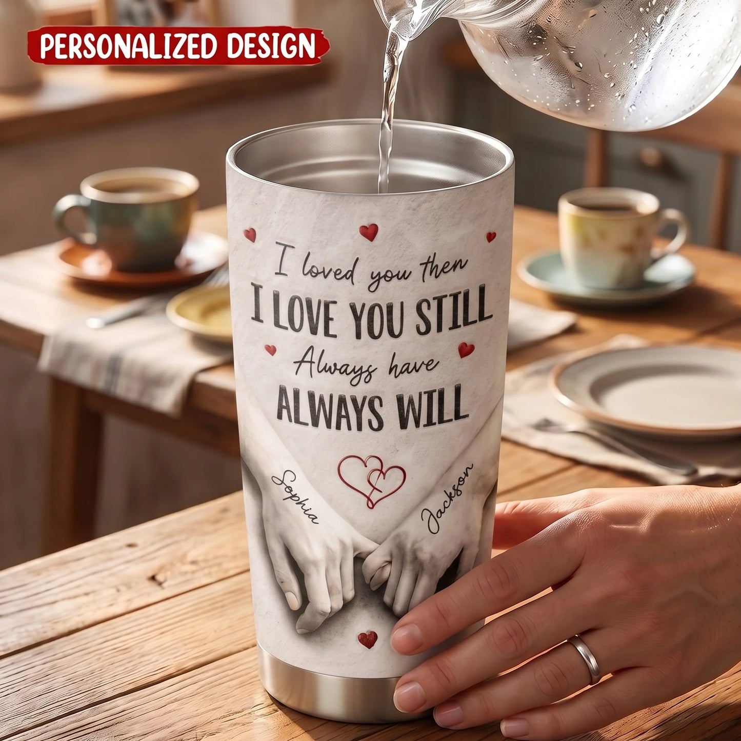Custom Couple Holding Hands Tumbler personalization view for Couples