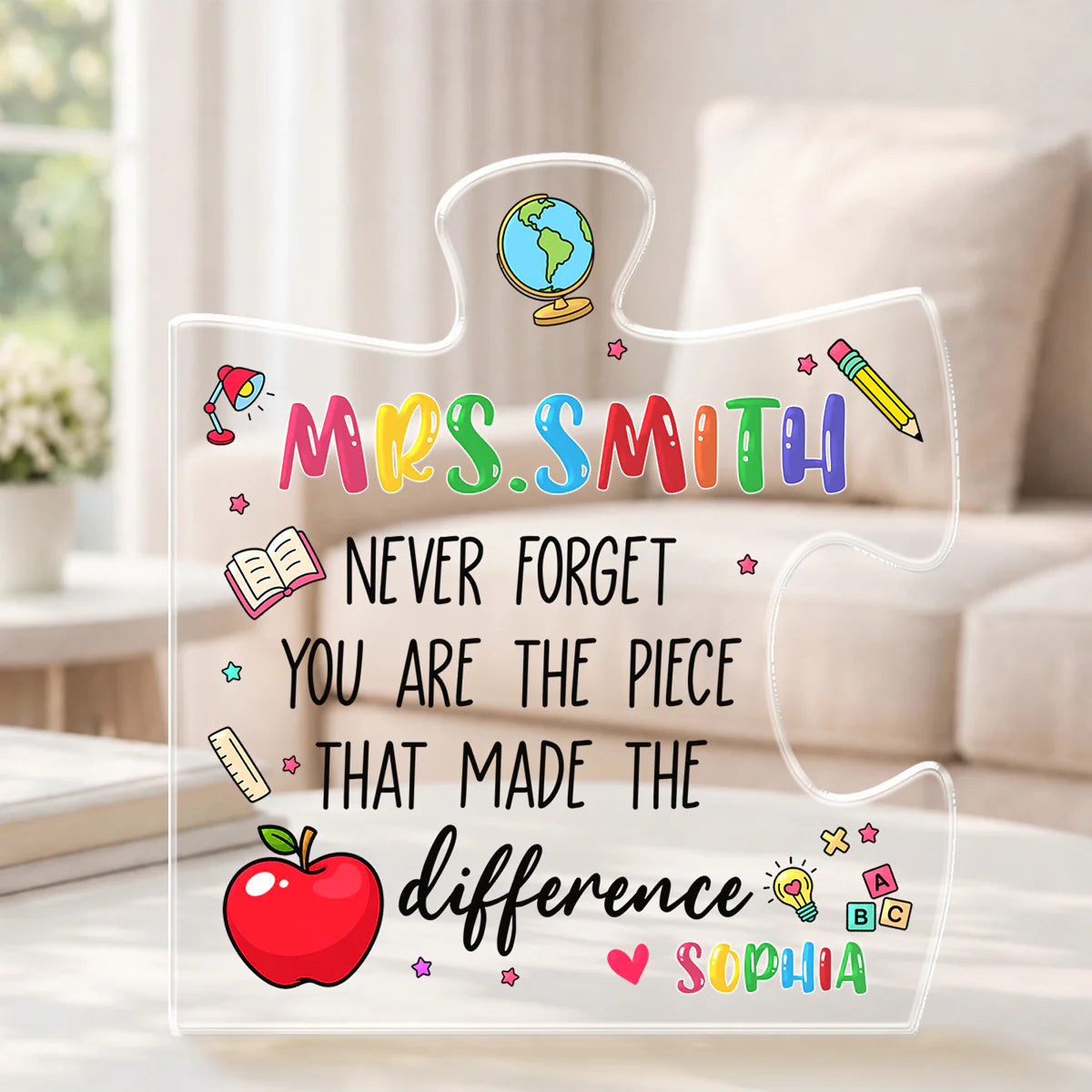Custom Teacher Appreciation Plaque for Teacher with personalized design details for meaningful gifting