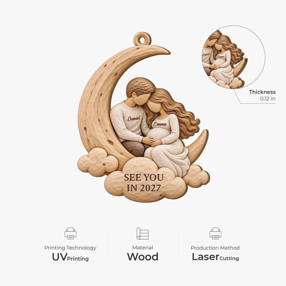 See You In 2027 Personalized Wooden Ornament - Christmas Keepsake Gift for Expecting Parents