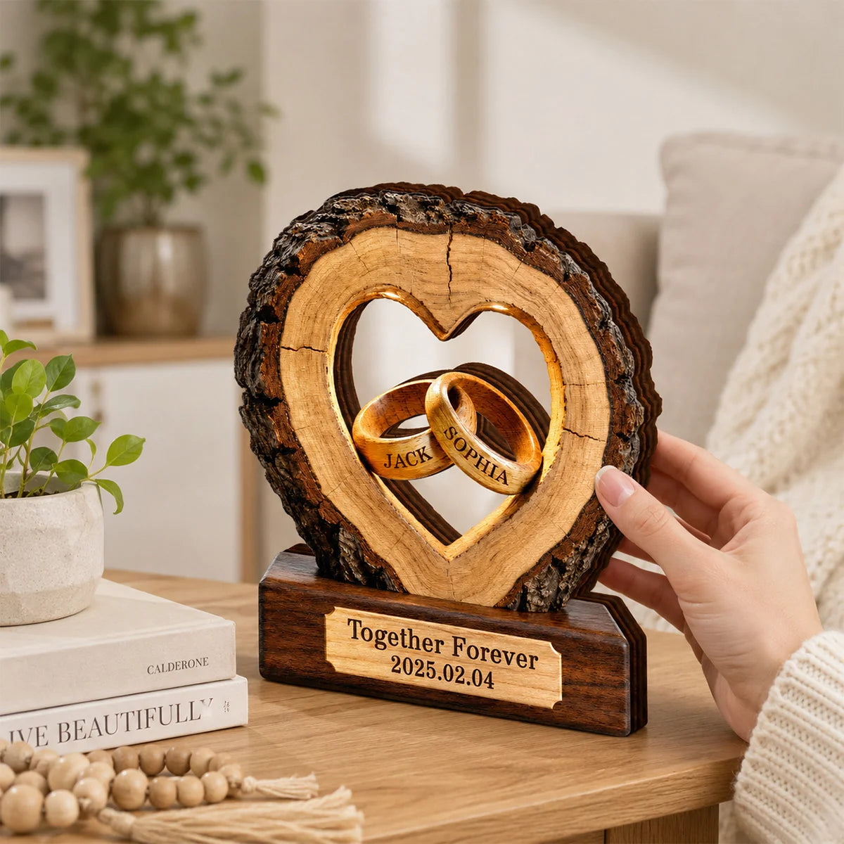 Together Forever Personalized Wooden Block - Custom Keepsake for Couples’ Anniversary