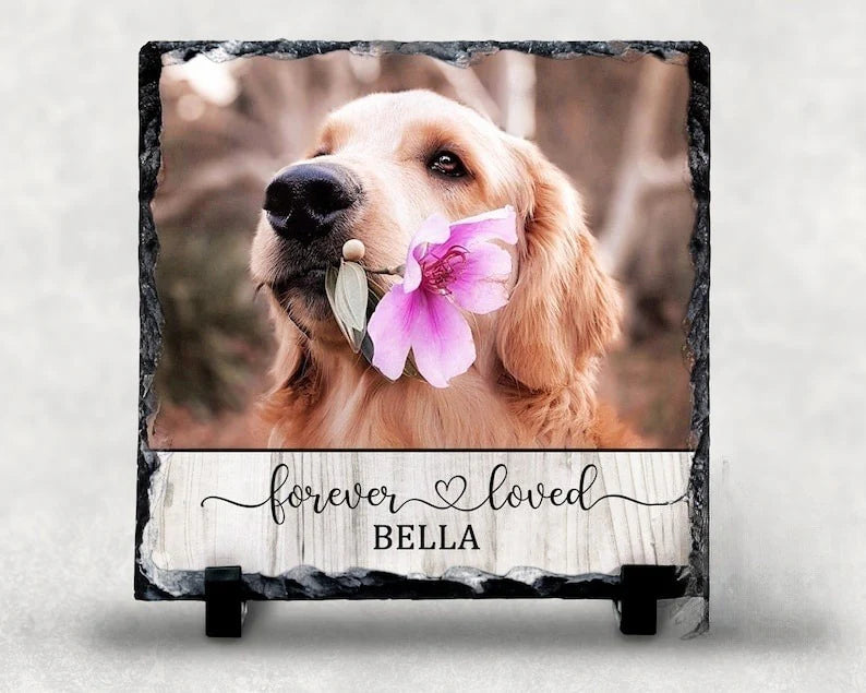 Personalized pet memorial photo rock slate plaque with custom dog print for pet loss sympathy gift image 6