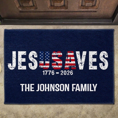 Patriotic Welcome Mat for Family with personalized design details for meaningful gifting image 6