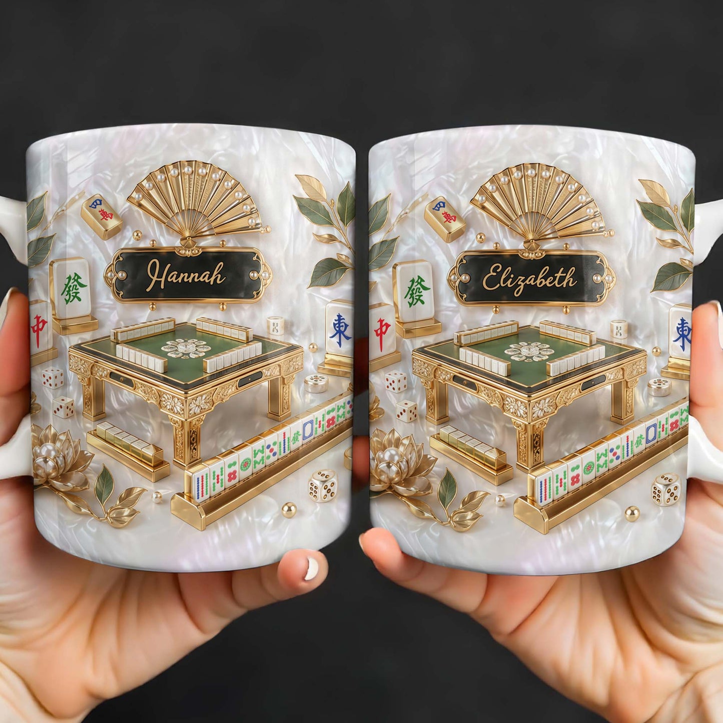 Mug material and size view - Personalized Mahjong Coffee Mug
