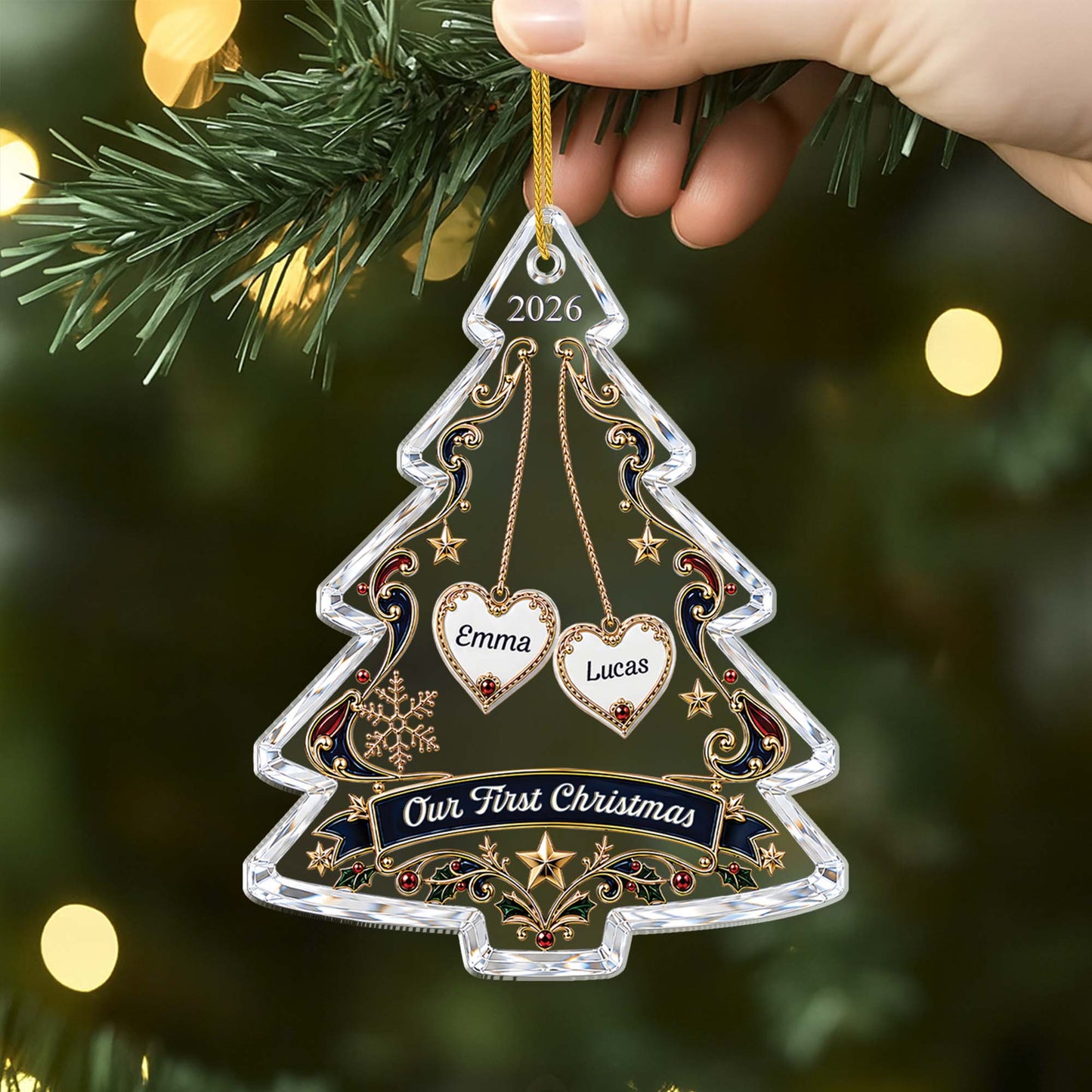Our First Christmas Personalized Acrylic Ornament - Custom Family Name Holiday Keepsake