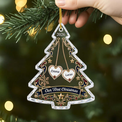 Our First Christmas Personalized Acrylic Ornament - Custom Family Name Holiday Keepsake