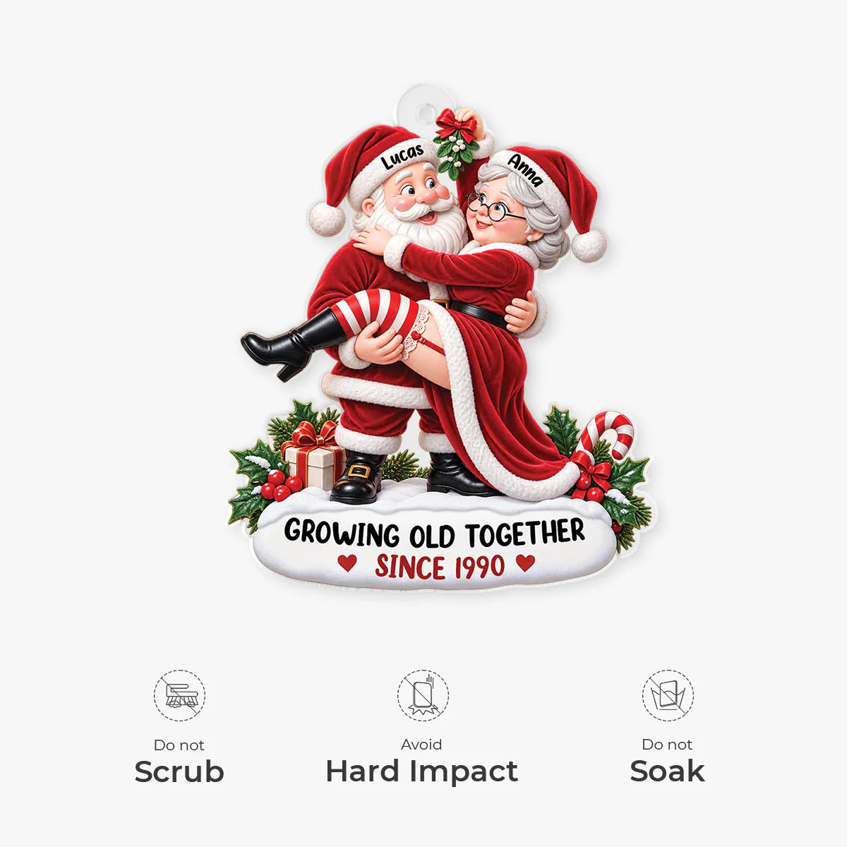 Growing Old Together Since Personalized Acrylic Ornament - Custom Christmas Anniversary Gift for Couples