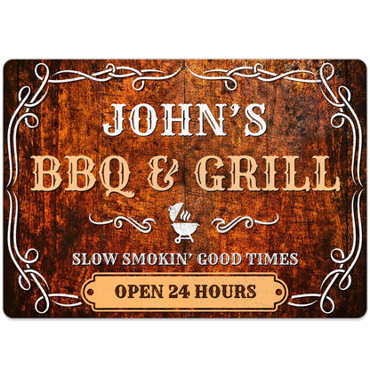 Personalized Bbq Grill Metal Sign for Dad with personalized design details for meaningful gifting image 9