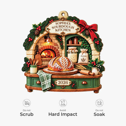 Sourdough Kitchen Personalized Wood Ornament - Custom Christmas Keepsake Gift for Bakers