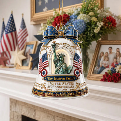 United States 250th Anniversary Personalized Acrylic Ornament - Custom Family Patriotic Christmas Decor