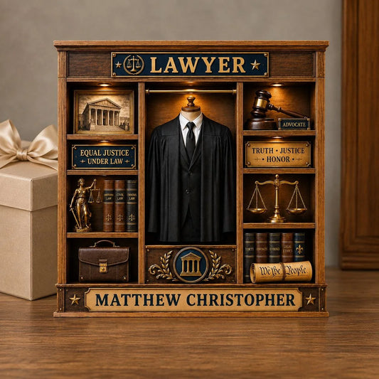 Custom Lawyer Wooden Block - Personalized Law School Graduation Gift for Attorney