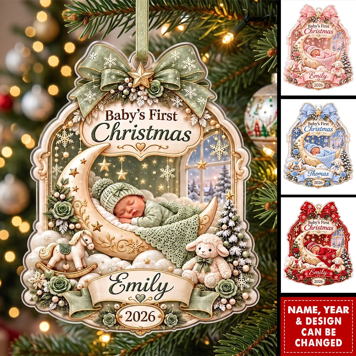 "Baby's First Christmas" Personalized Acrylic Ornament - Holiday Keepsake for Newborn
